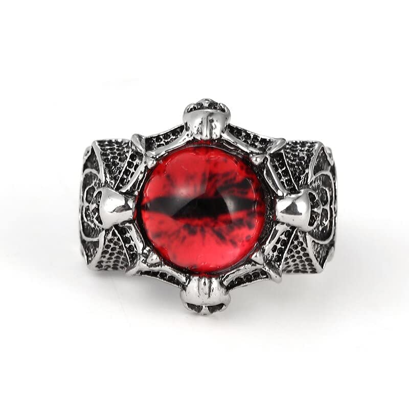 KRYSTALZ Evil Eye Gothic Dragon Punk Adjustable Rings for Men Women Viking Stone Ring - Pack of 1 Piece (Red) (B0BYNZGJXS) Amazon Price History, Amazon Price Tracker
