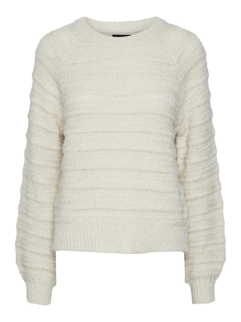 PIECES Pcjayda LS O-Neck Knit Noos Women's Knitted Jumper, Birch, XL