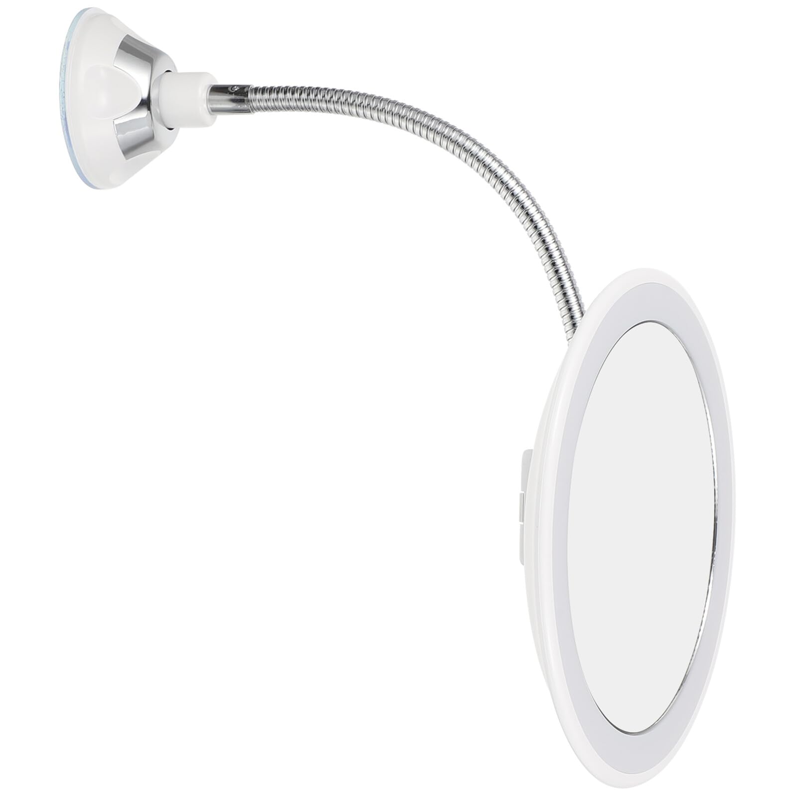ULTECHNOVO Espejo de Maquillaje Ventosa 10X Aumento Redondo Luz LED Integrada Rotación 360 Grados Compacto y Portátil para Uso Baño y Viajes Color