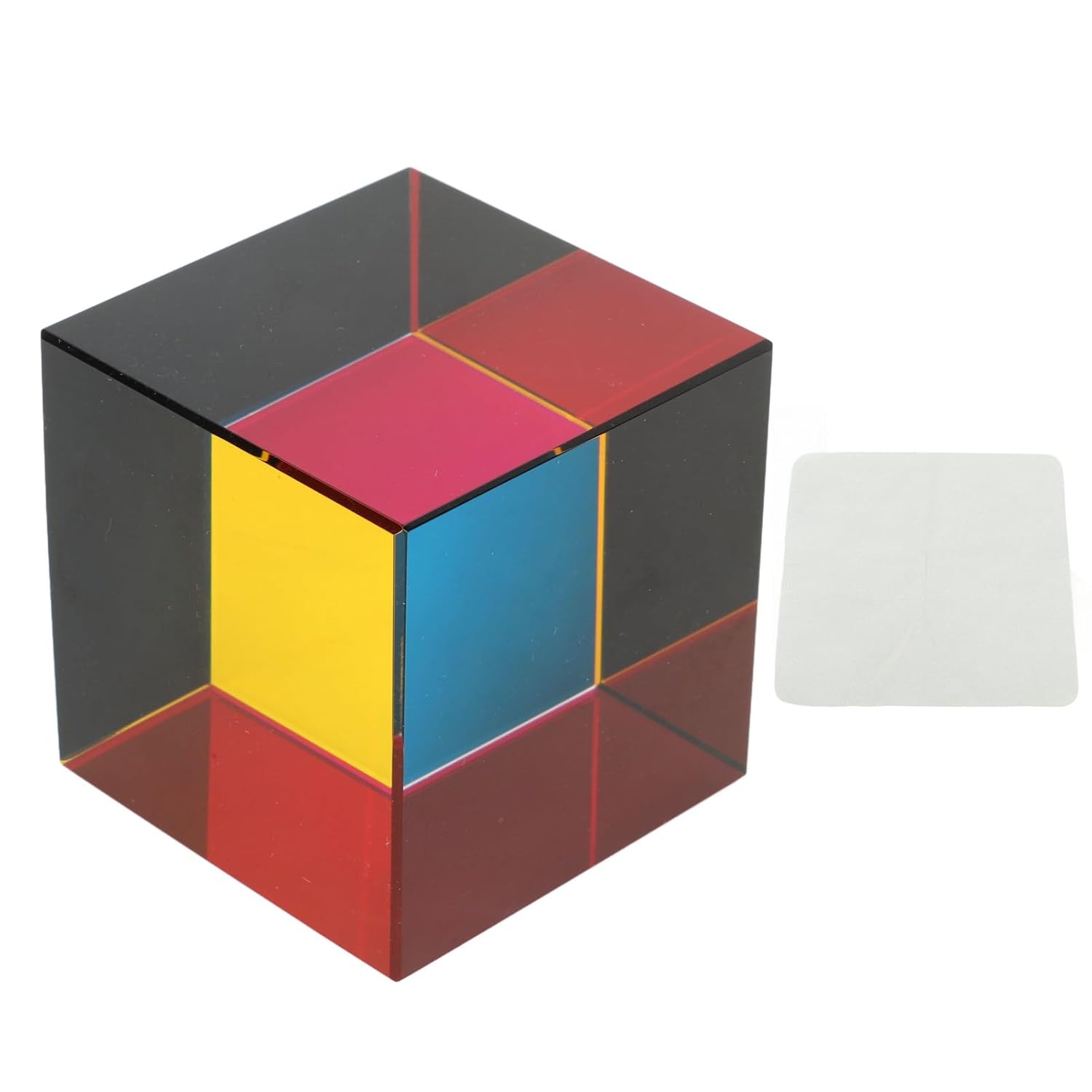 Color Cube Optical Prism, 6 Sides Glass Light Refracting Toy, Decorative Color Mixing Cube for Home Studio Photography, Educational Physics Gift for Kids and Adults (50mm)