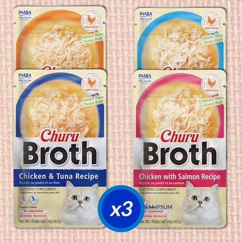 INABA Churu Broth for Cats, Side Dish Pouch, 39 Grams per Pouch, 12 Pouches, Chicken & Seafood Variety image 6