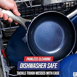 Blue diamond frying pan 8 skillet diamond infused healthy ceramic nonstick pfas and pfoa free dishwasher and oven safe even heating metal utensil safe warp control base blue  urban country home decor