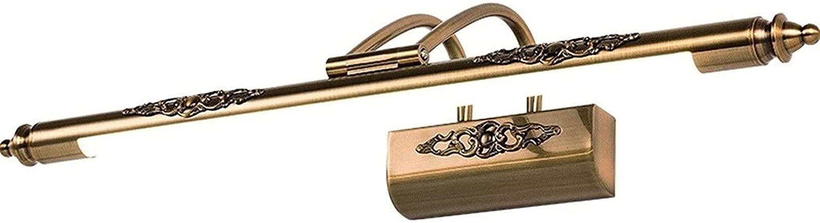 Licht Led Retro Eitelkeit Licht Spiegel Spiegel Schrank Licht for Badezimmer Dressing Tisch Make-Up Licht Nacht Dekor Wand Lampe (Color : Brass, Size : 22 inches)