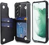 VANAVAGY Wallet Case for Galaxy s23+ Plus,Leather Flip Folio Phone Cover Fit Magnetic Car Mount with