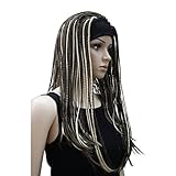 Lydell Braided Wig Afro Long Synthetic Fully Hand Tied Twist Braided Wigs 8TT26 Brown with Blonde Highlights