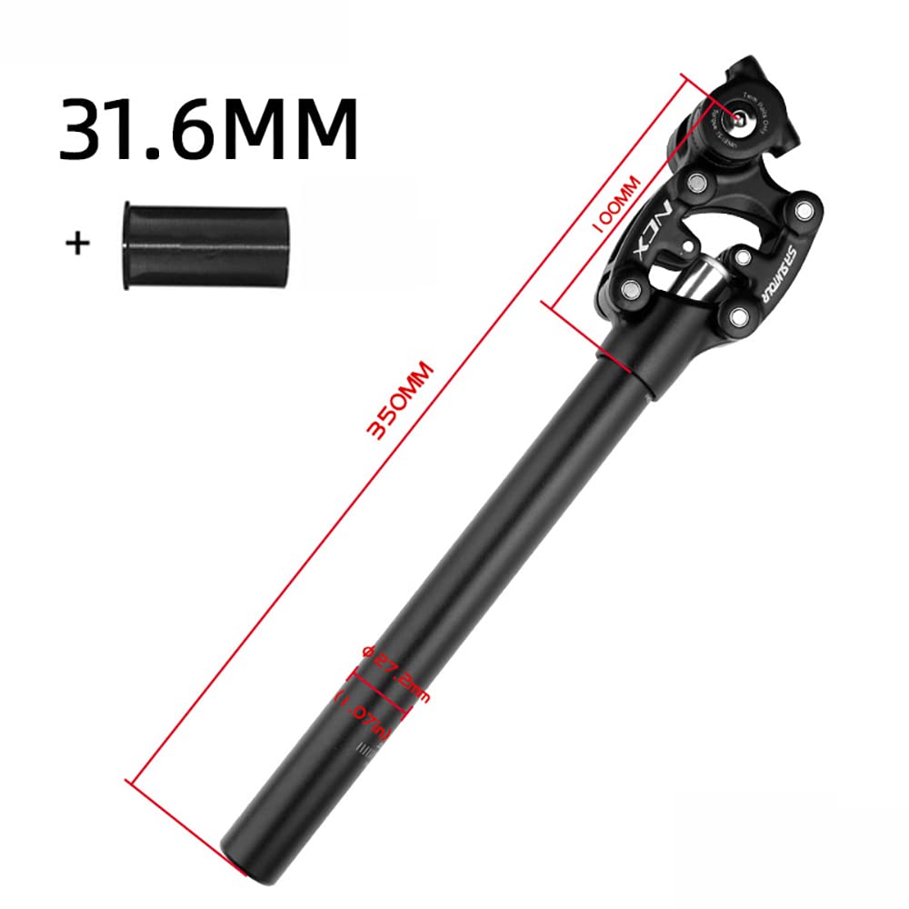 Reggisella Ammortizzato, 27.2MM,28.6MM,30.0MM,30.4MM,30.9MM,31.6MM,33.9MM Canotto Sella Ammortizzata Bici,Tubo Ammortizzati Telescopico per Bicicletta ​da Corsa Nero,31.6MM
