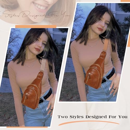 Image of SUOSDEY Sling Bags for Women Crossbody Leather Sling Backpack Chest Bag Shoulder Bags for Casual Traveling Hiking Cycling