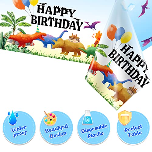 Daiuni 1Pcs Watercolor Dinosaur Birthday Tablecloth For Birthday Party Decoration, Plastic Disposable Rectangle Table Cover For Kids Boys Party Supplies, 54" X 108" #TOP2