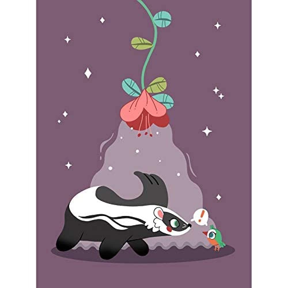 Wee Blue Coo Badger with Bird Unframed Art Print Poster Wall Decor 12x16 inch