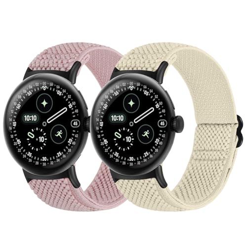 Yunshare Elastisches Armband Kompatibel mit Google Pixel Watch 4 3 41mm/Google Pixel 2 1 Uhrenarmband Dehnbares Verstellbares Armband aus Weichem Sport Nylon für Damen Herren