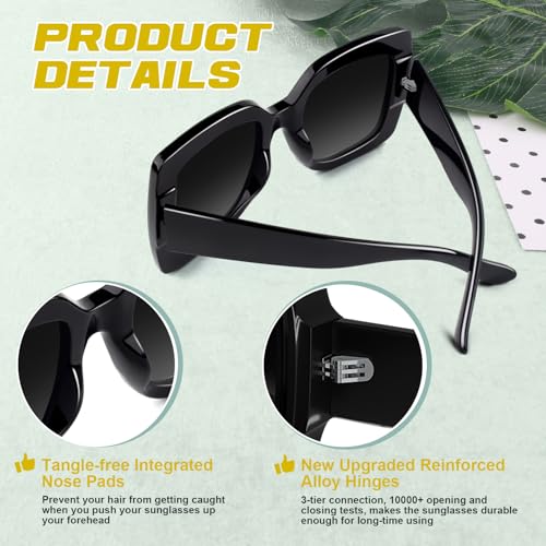 GQUEEN Oversized Square Frame Sunglasses Womens Retro Vintage Trendy Shades,S9043