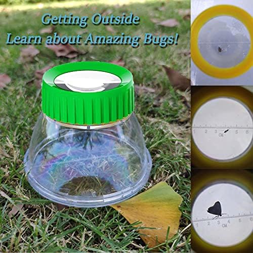 Bug Viewer for Kids with 5X Magnifier,Insect Observation Kit Built-in 7cm Ruler with 2 Slant Tweezers Blue & Red Color Bug Viewer Catcher Cage for Kids Science Nature Exploration (4Pack Green) 4 51s+Rwi++bS. AC