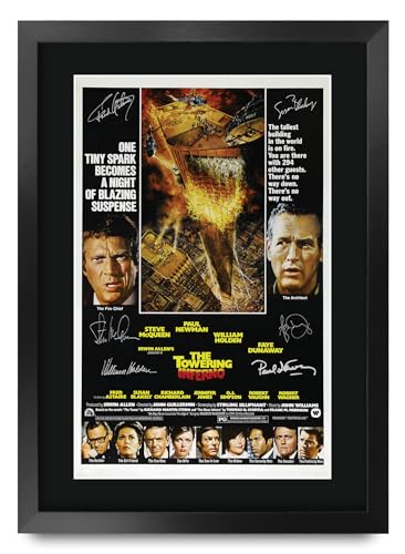 HWC Trading The Towering Inferno 1974 Steve McQueen, Paul Newman Gifts Printed Poster Signed...