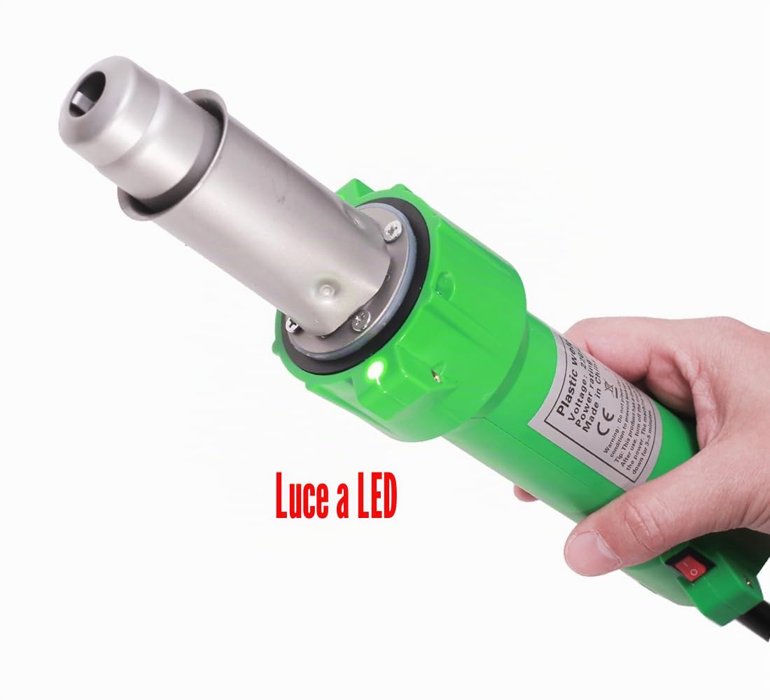 Professionale 1600W Pistola di Saldatura Termico Saldatore di Plastica Saldatore ad Aria Calda Barra Saldatore Hot Air Welder Gun, con Ugelli di Saldatura Rapida, con Luce LED