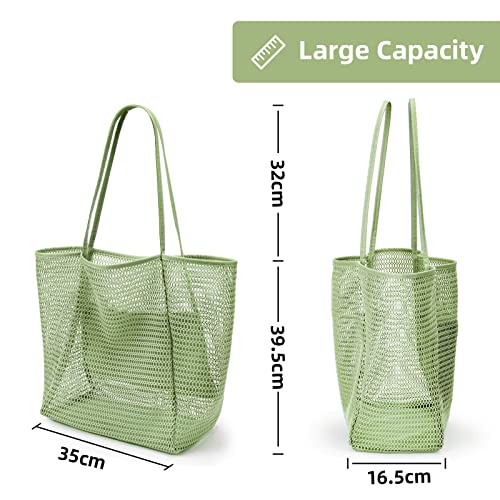 Image of KALIDI Beach Nylon Mesh Tote Bag, Casual Tote Bag Hobo Women Foldable MAX 23L Shoulder Bag For Beach Picnic Vacation