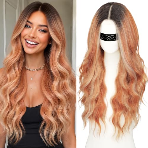 Nnzes Wigs for Women, 26 Inch 4x1 Lace Part Long Wavy Wig