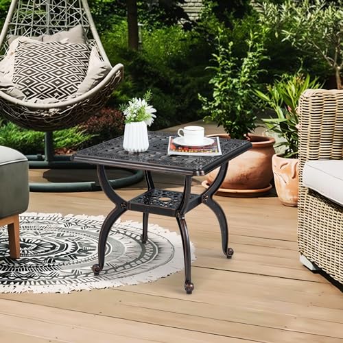 Table d'appoint de jardin en fonte d'aluminium pour patio et balcon - 3