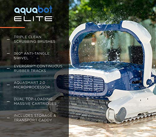 Aquabot Elite Robotic Pool Cleaner for Gunite, Concrete, Pebble Pools with Anti-Tangle Swivel, Massive Dual Cartridge Filters, 3 Yr Warranty - Thumbnail 5