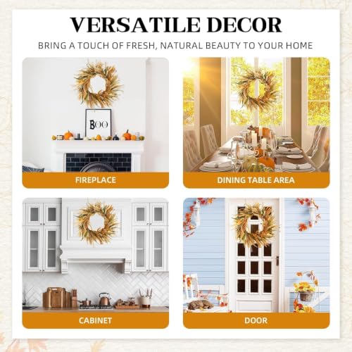 Hometrance 22in Fall Harvest Grain Wheat Farmhouse Wreaths for Front Door by Hometrance - Used condition - Image 6