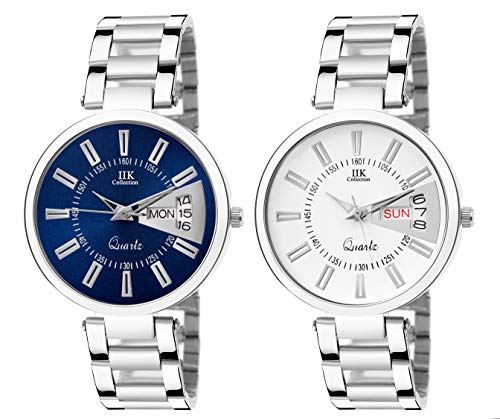 Image of IIK COLLECTION Round Dial Stainless Steel Bracelet Chain Analogue Day & Date Functioning Watch For Women And Girls, Dial Color-Assorted