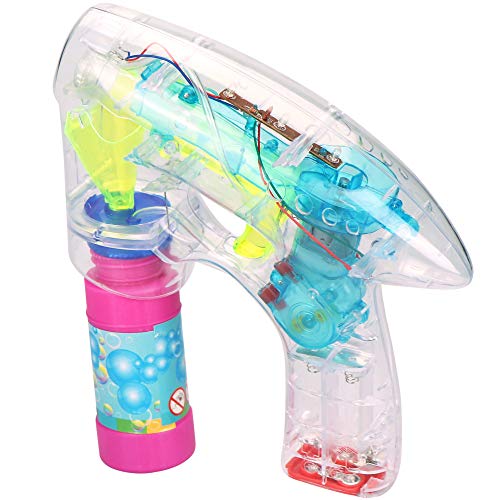 Preisvergleich Produktbild com-four® Seifenblasen-Pistole transparent mit LED-Licht und Seifenblasenwasser - Seifenblasenmaschine für Kinder und Erwachsene (01 Stück - mit 60 ml Seifenlauge)