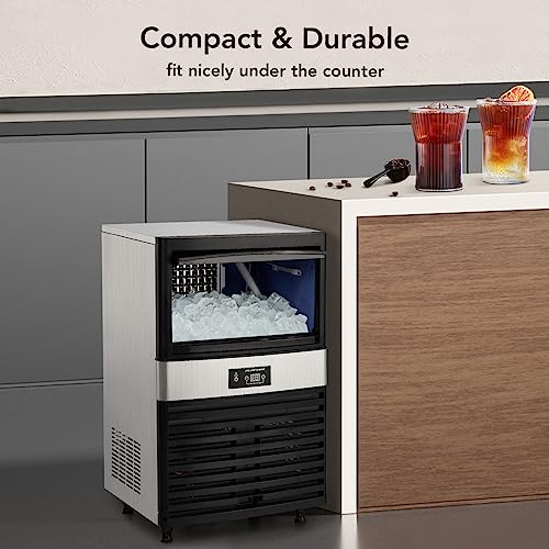 Image of GARVEE Commercial Ice Maker Machine 80 LBS /24H, Stainless Steel Under Counter ice Machine with 33 LBS Ice Storage Capacity, Freestanding Ice Maker(3 * 8 Ice Cube)