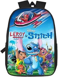Stitch Backpack Lilo Stitch Kids Backpack Boys School Bag Primary Student Bags Cartoon Large Capacity Rucksack with Side Pockets for School Travel Children Gifts Back to School Birthday