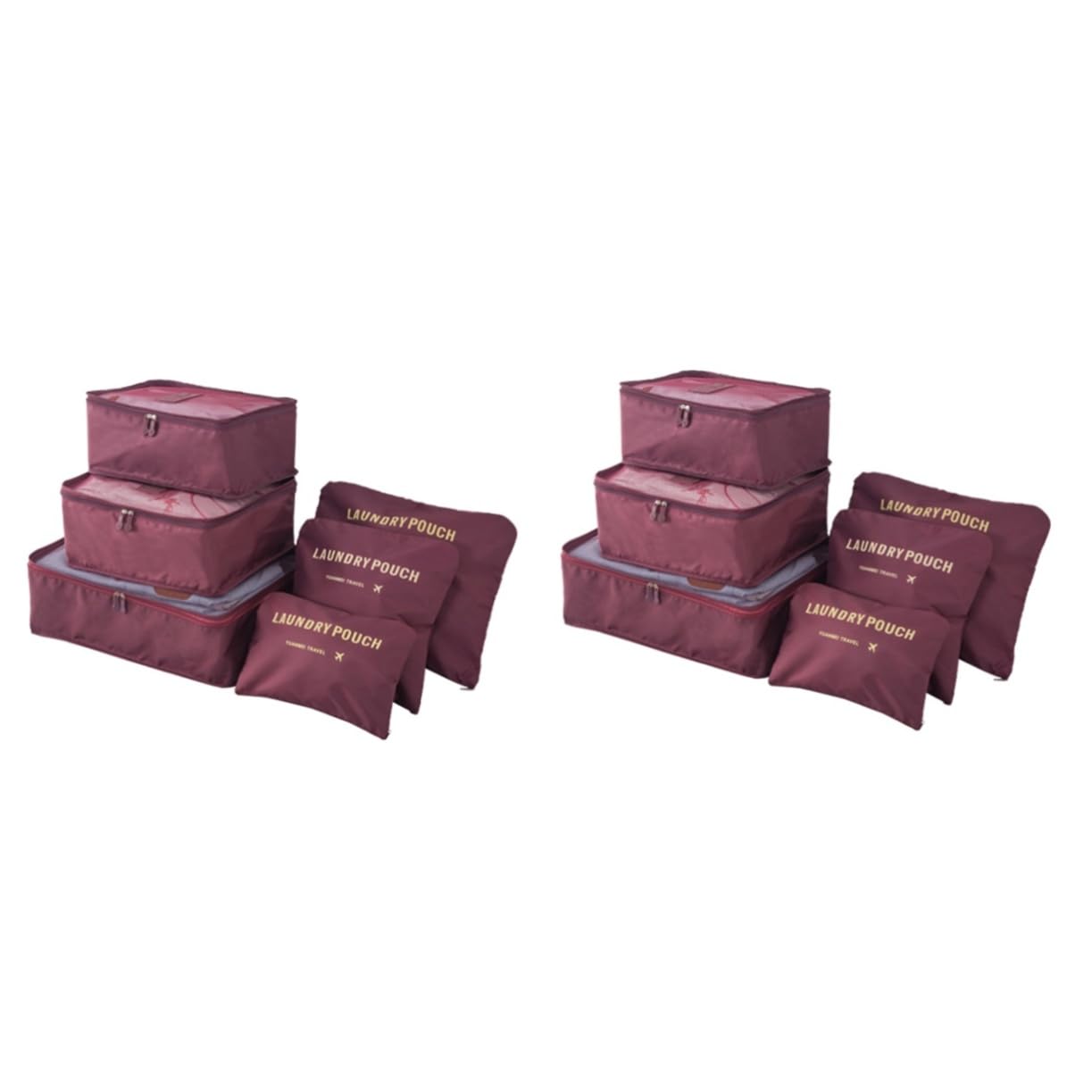 12pezzi Sacchetti Da Viaggio Organizzatori Di Luggage Di Cubi Salvaspazio Impermeabili e Resistenti Rosso Vino Con Sacchetto Per Biancheria Per Viaggi Di Famiglia