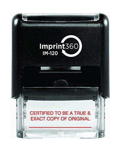 Supply360 AS-IMP1047 - Certified to BE A True & Exact Copy of Original W/Signature Line, Heavy Duty Commerical Quality Self-Inking Rubber Stamp, Red Ink, 9/16' x 1-1/2' Impression Size