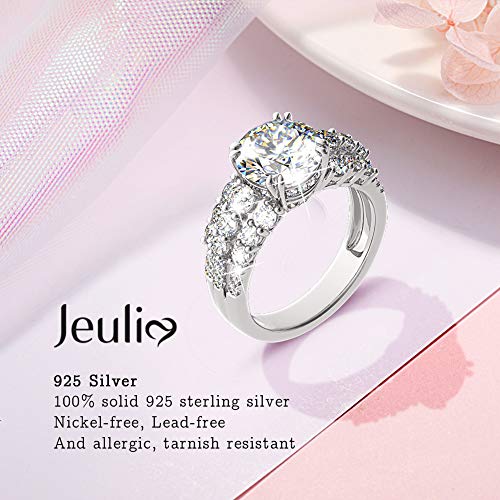 Jeulia Wedding Rings Engagement Rings for Women Anniversary Promise Ring Bridal Sets 925 Sterling Silver with 4.75 ct Primary Stone+2.59 ct Side Stone3