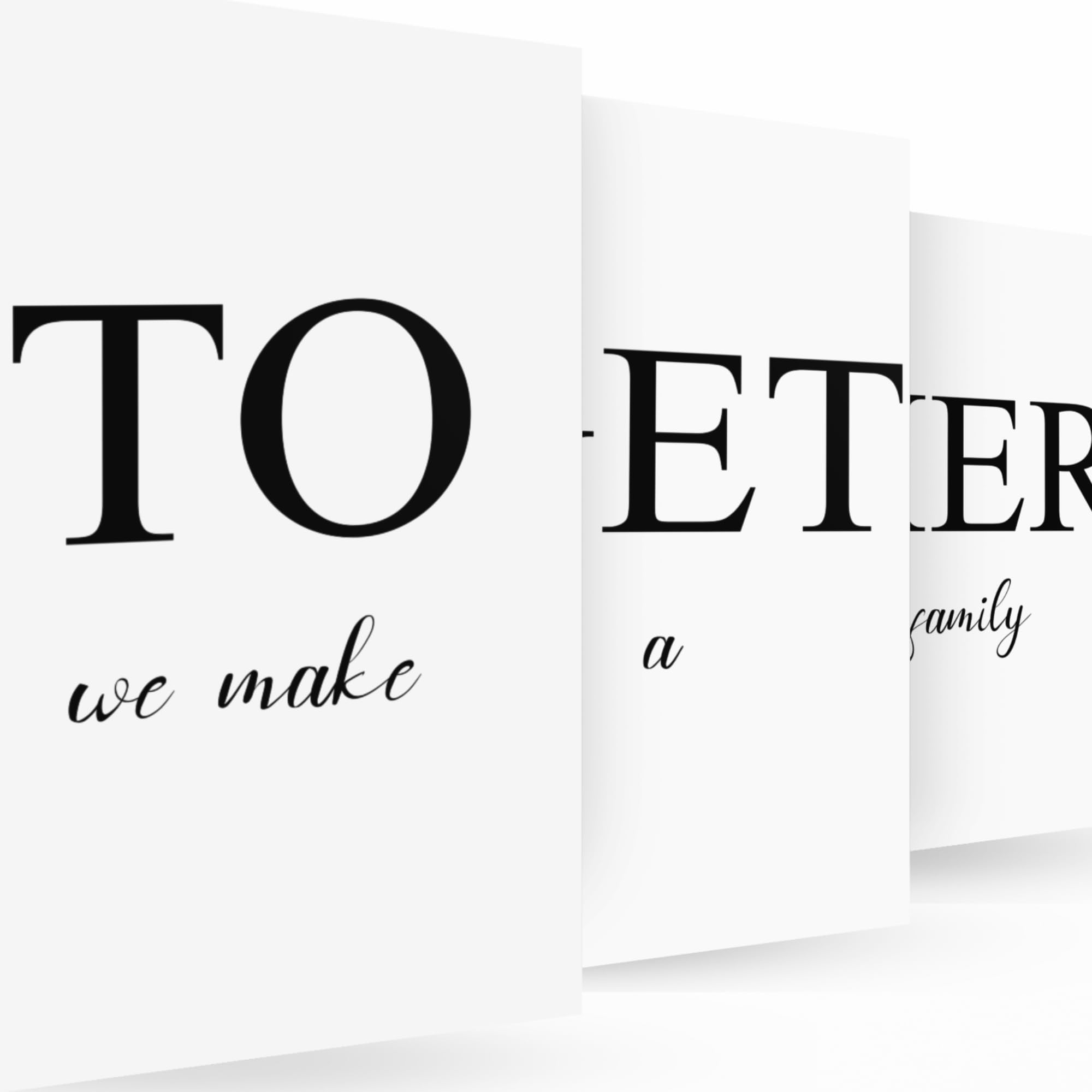 Deutsam 3er Poster Wandposter als Wohndeko für Wohnzimmer, Schlafzimmer, Flur oder Büro auch als Leinwand erhältlich (Together, 50x70cm)