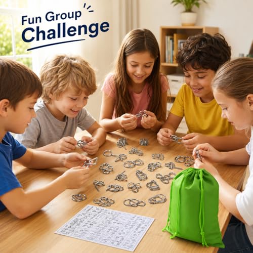 Image of 36 Pcs Metal Wire Brain Teaser Puzzle Set - IQ Mind Challenge Games for Kids & Adults | Educational Problem Solving & Logic Puzzles | Fidget & Untangling Toy Set