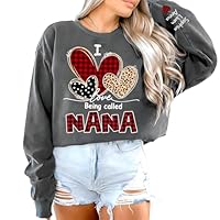 Giantbighands I Love Being Called Nana Sweatshirt, Personalized Grandma Shirt with Kids’ Names, Custom Heart Pattern Pullover, Cozy Women’s Crewneck for Grandma and Grandkids