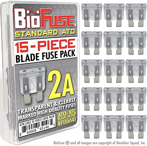 BioFuse Standard ATO 2A Fuse Set (15 Regular Fuses) Blade Group...
