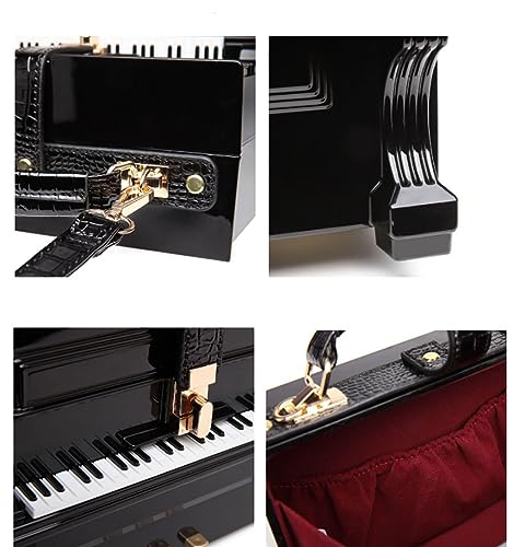 Image of Piano Shaped Purse Handbag Women Box Shaped Party Evening Top Handles Bag Novelty Clutch Crossbody Bag | Piano Shaped