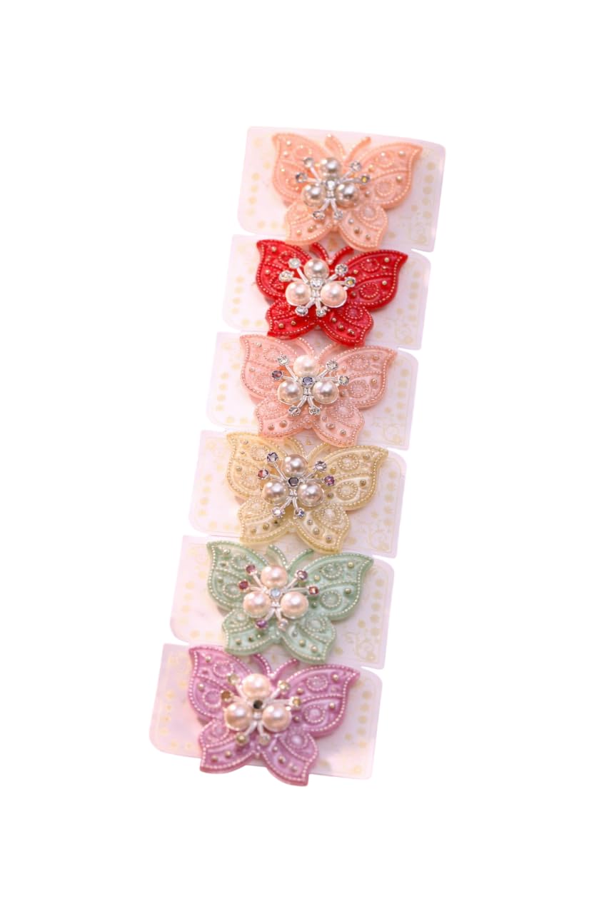 Butterfly Designer Saree Pins Set for Women – Multicolor Pearl & Stone Embellished Safety Pins for Saree, Dupatta Stylish Decorative Brooch Pins for Wedding & Party (Pack of 6)-image-32