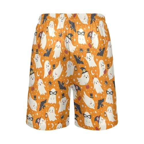 Laprad Men's Pajama Shorts Halloween Cute Ghosts Bats Lounge Sleep Shorts Soft Pajamas Bottoms with Pockets3
