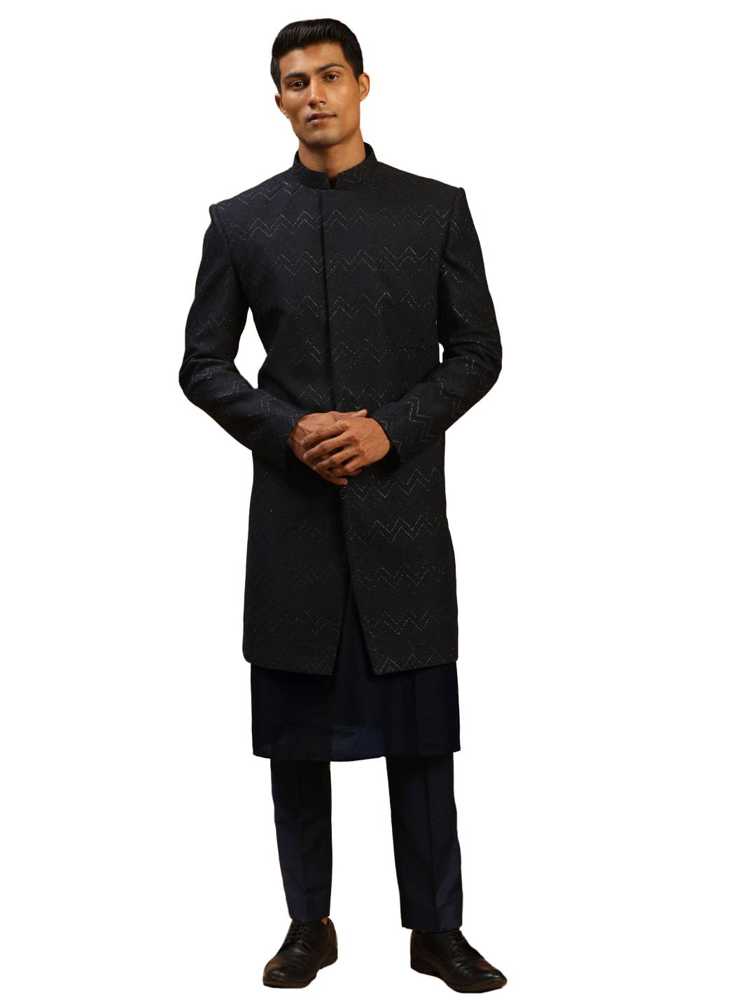 Men's Viscose Sherwani Set | Imported Fabric Designer Indowestern, Kurta And Pant style Pyjama Set-image-28