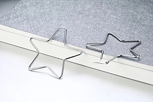 DIB Stainless Steel Star Hoop Earrings Large Shaped High Polished Dangle Earrings for Women Silver 62mm3