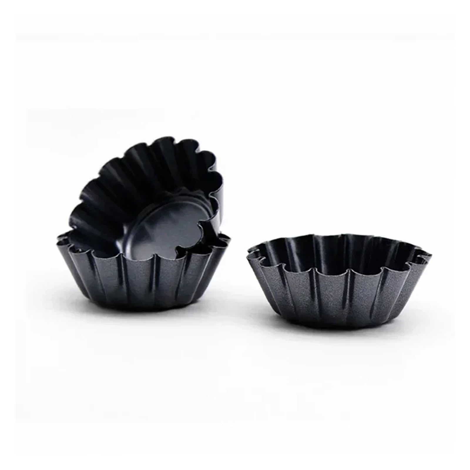 Molde para tartaletas de acero al carbono Molde de acero al carbono ondulado for tartaletas, quiches, flanes, magdalenas y cupcakes. for hornear pasteles. Utensilios repostería(Black 12pcs)
