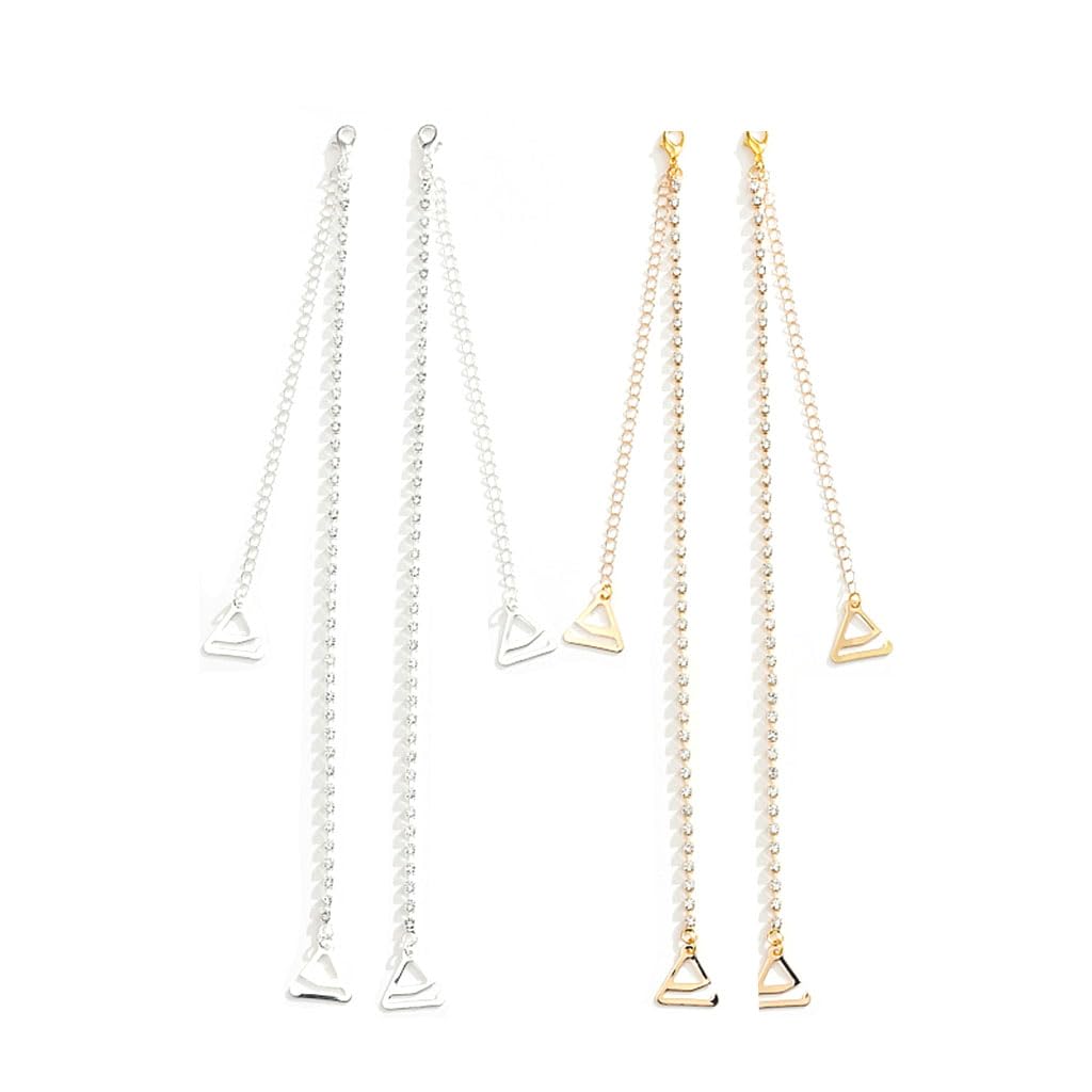 sannidhi 2 Pairs Bra Straps for Women, Crystal Beaded Bra Straps Chain, Adjustable Rhinestone Straps for Bra Women, Shining Lingerie Shoulder Strap for Strapless Dress (Silver & Gold)-picture-38
