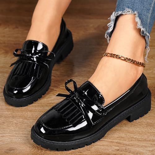 Women's large-size fashionable retro Mary Jane flats. Easy to put on and take off. Versatile and suitable for all occasions.2