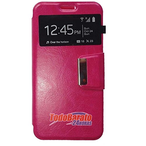 Todobarato24h Funda Libro Ventana Compatible con Samsung Galaxy Grand Neo Plus Rosa