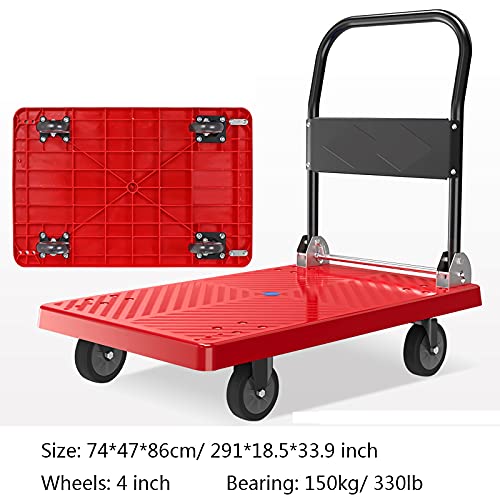 Carretilla de plataforma de acero resistente con base plegable para carga pesada 2
