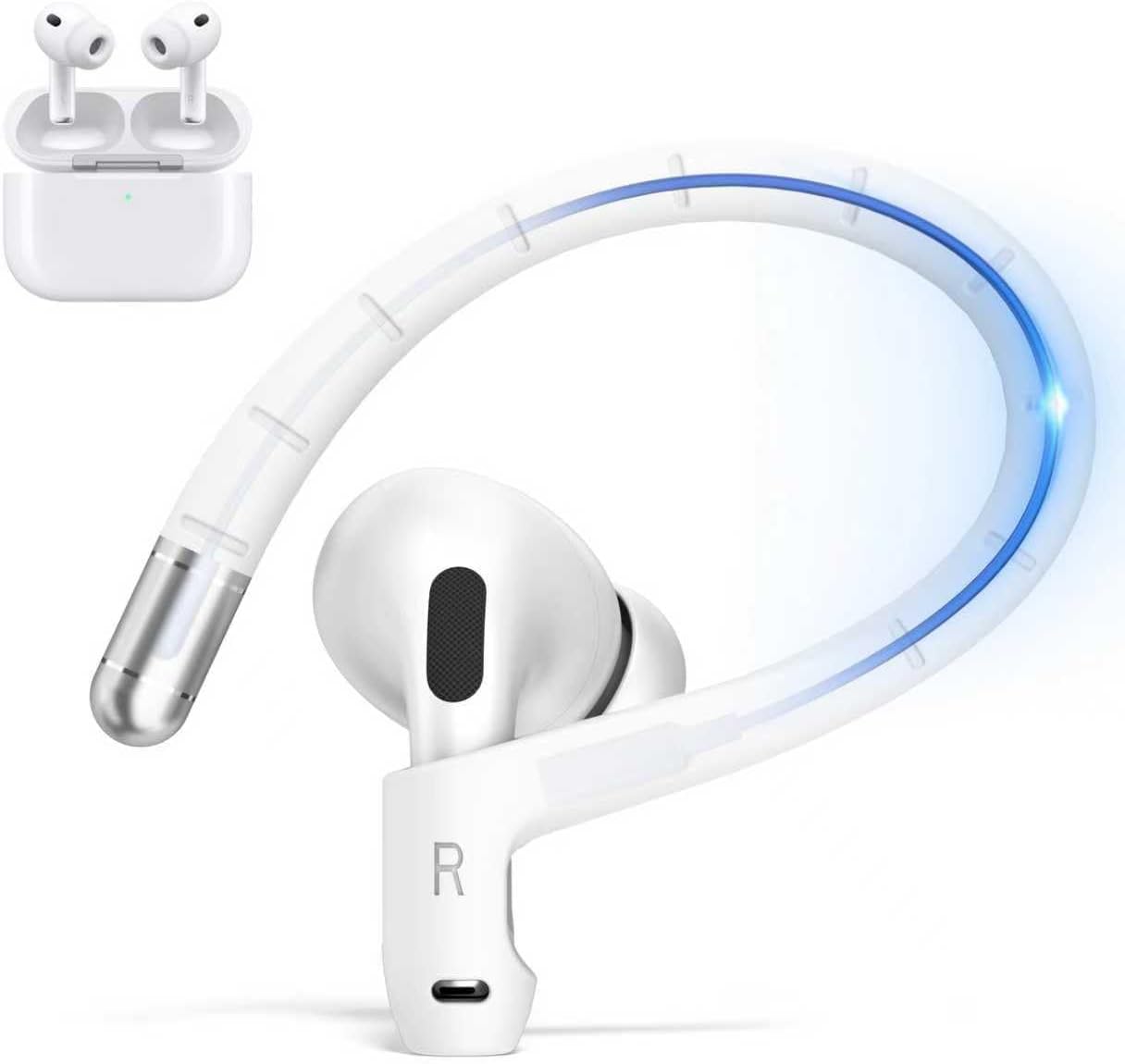 Anti-Slip Ear Hooks for AirPods Pro 3 (2025), Comfortable Fit | Sports Anti-Loss | Memory Titanium Alloy Ear Hooks Compatible for AirPods Pro 3rd Generation Earbuds Accessories with Lanyard, White