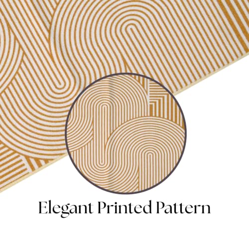Image of Digital Print Carpet | Microfiber Nylon Digital Print with Anti Skid Carpet | Vintage Style, Carpet for Bedroom, Dining Room, Hall, Entryway, Guest Room | Geomatric Beige 4x6 Feet