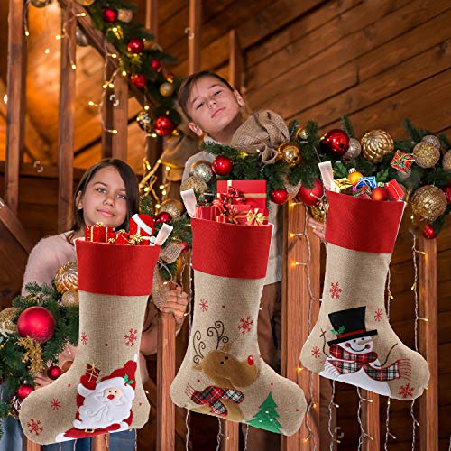 image for LessMo 3 Pack Christmas Stockings, Large Xmas Fireplace Hanging Stocki