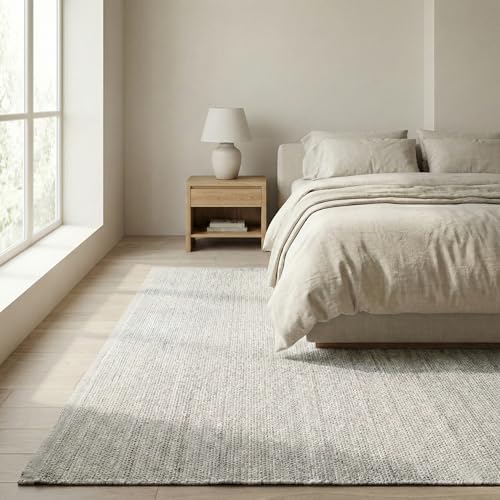 Fab Habitat Machine Washable Area Rug - Hand Woven, Stain Resistant, Reversible - Premium Recycled Polyester Yarn - Solid - Bedroom, Living/Dining Room - Kingscote - Gray - 5 x 8 ft