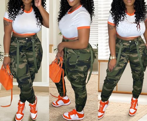 Camo Cargo Pants for Women - Army Fatigue High Waisted Stretchy Camouflage Cargo Pants with Pockets4