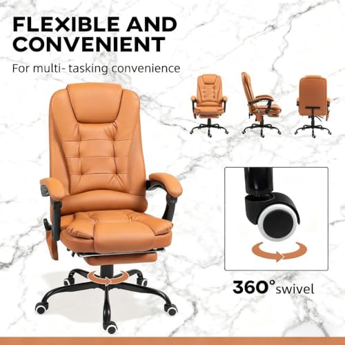 Image of Ergonomic Office Chair with Footrest and Heated,Update Massage Gaming Chair with 7 Vibration Point, Suit for Heavy People, High Back Reclining Chair,Light Brown